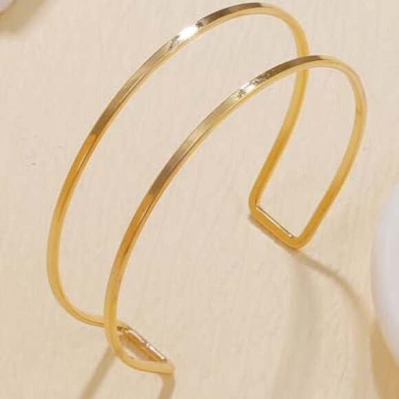 Adjustable Gold Arm Cuff Bracelets Set Minimalist Elegant Y2K Chic Jewelry - Picture 8 of 8